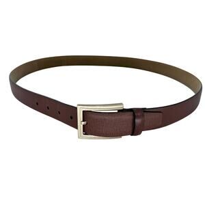 Tumi Men’s Brown Leather Belt Gold Rectangle Buckle Size 40/100